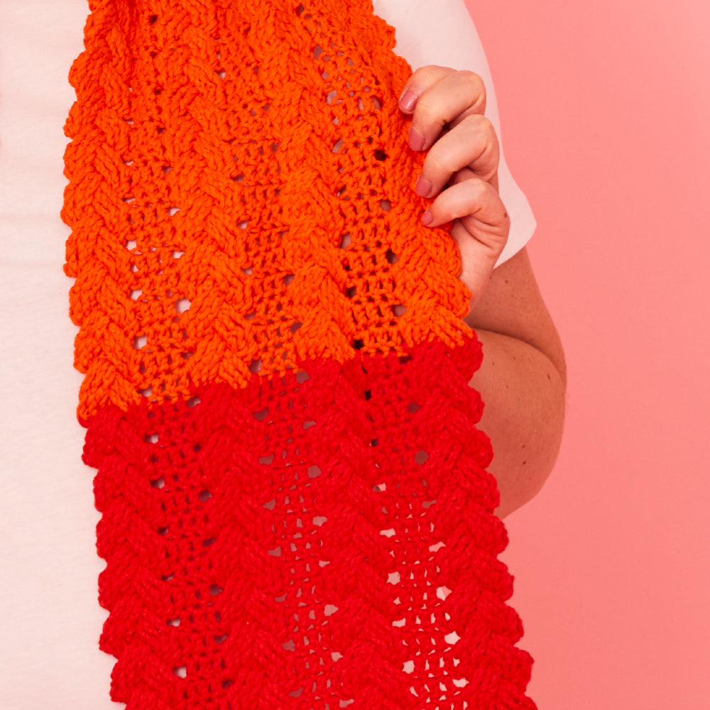 Paintbox Yarns Cheerful Cable Scarf Crochet Pattern