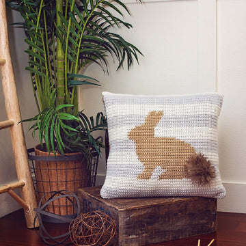 Fluffy Bunny Crochet Pillow Cover