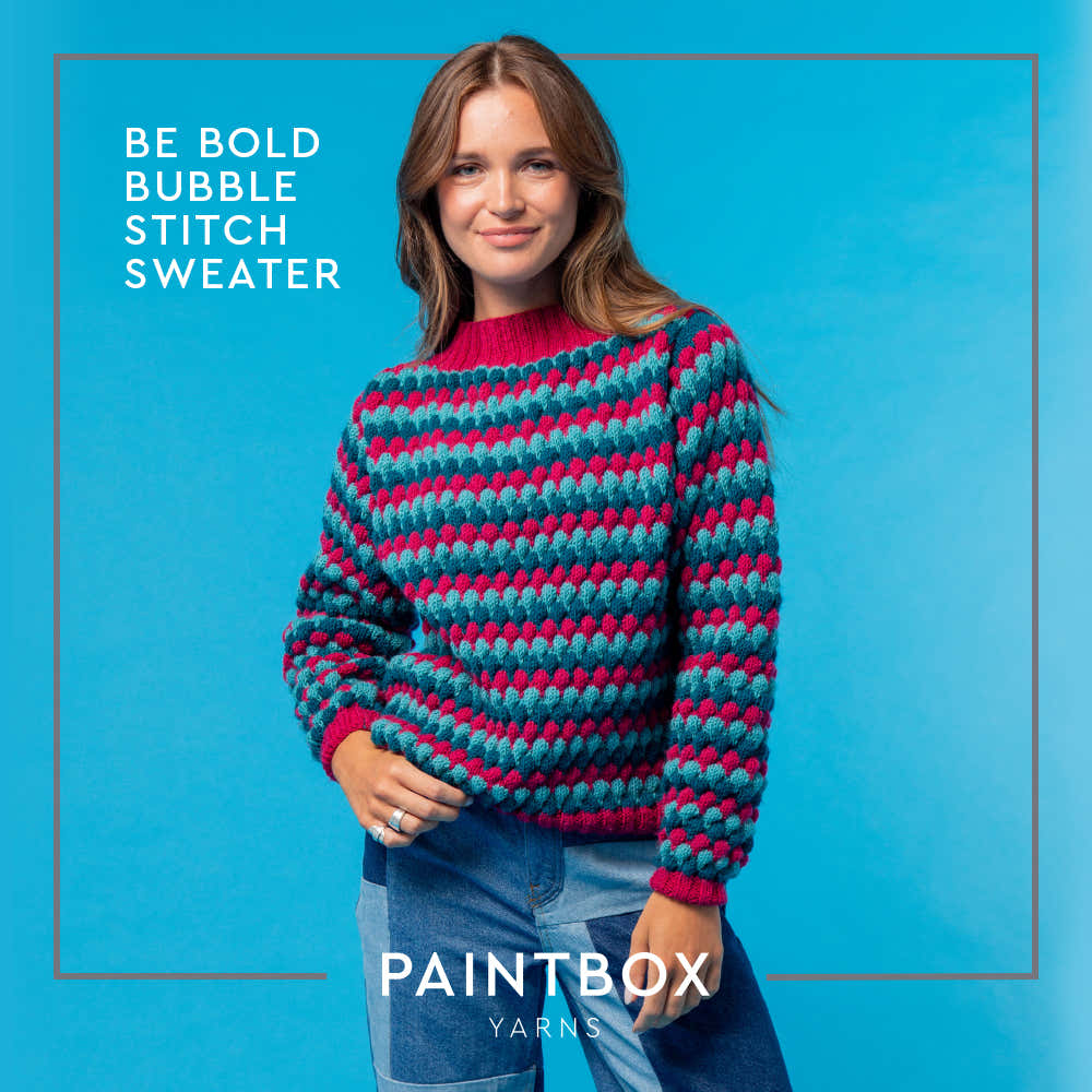 Paintbox Yarns Be Bold Bubble Stitch Sweater Knitting
