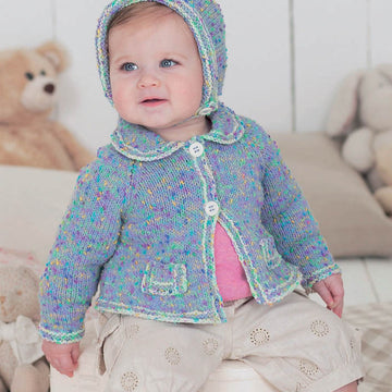Sirdar 1493 Girl's Cardigan & Bonnet Knitting Pattern