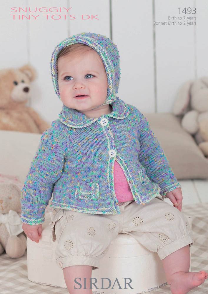 Sirdar 1493 Girl's Cardigan & Bonnet Knitting Pattern