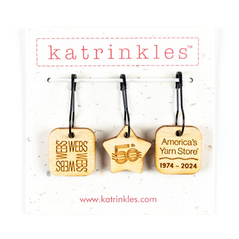 Katrinkles Wooden Stitch Markers (Set of 3) - WEBS 50th