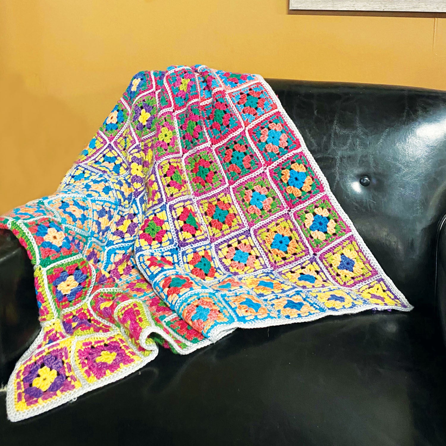 Wonderland Yarns Holographic Granny Square Blanket Crochet