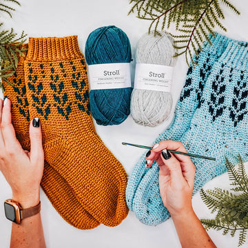 Vine Colorwork Crochet Socks