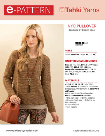 Tahki Yarns NYC Pullover Knitting Pattern