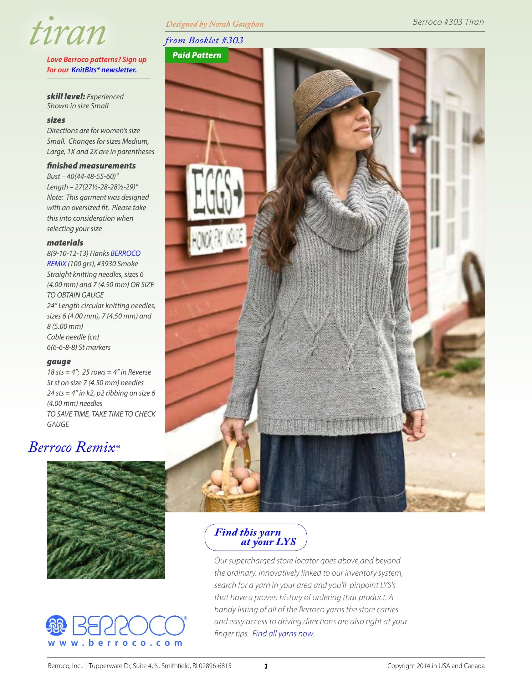 Berroco Tiran Jumper Knitting Pattern