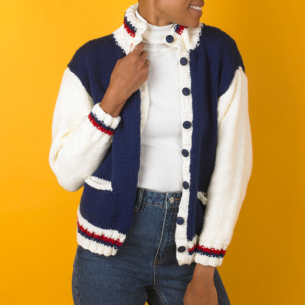 Paintbox Yarns Letterman Lineup Jacket Knitting Pattern