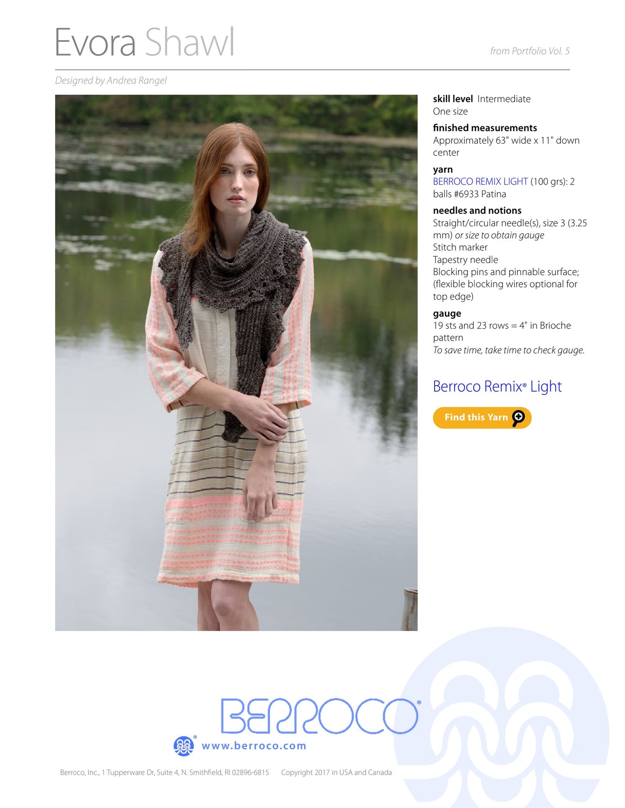 Berroco Evora Shawl Wrap Knitting Pattern