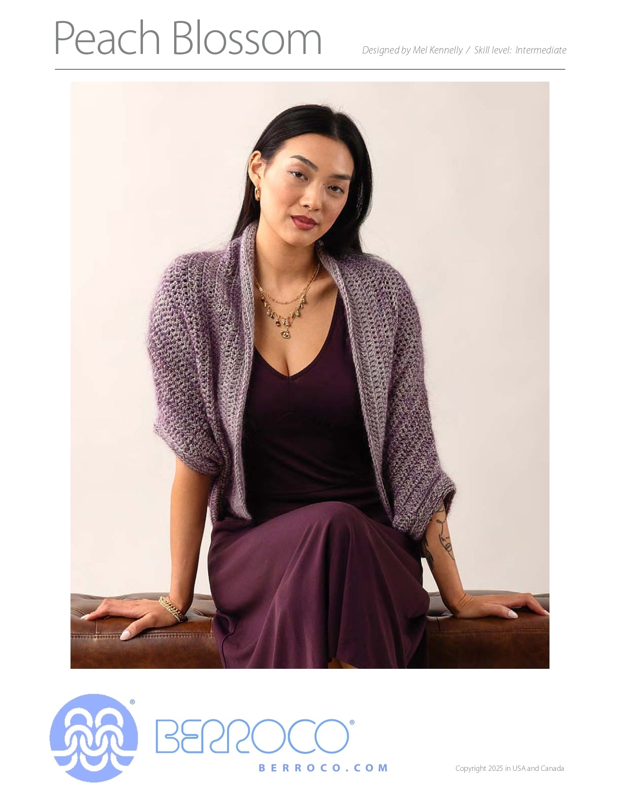 Peach Blossom Cardigan in Berroco Vintage DK and Aerial Degrade PDF