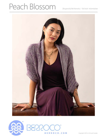 Peach Blossom Cardigan in Berroco Vintage DK and Aerial Degrade PDF