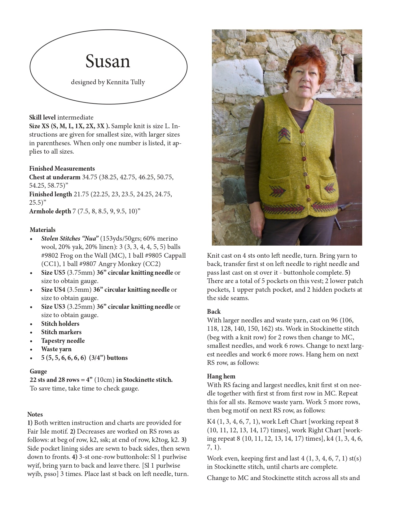 Wildflowerknits Susan Vest Knitting Pattern