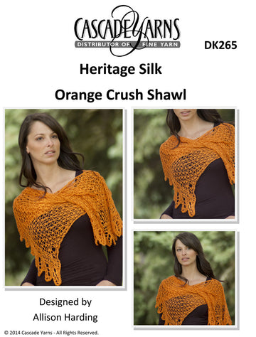 Orange Crush Shawl in Cascade Heritage Silk - DK265 - Free PDF