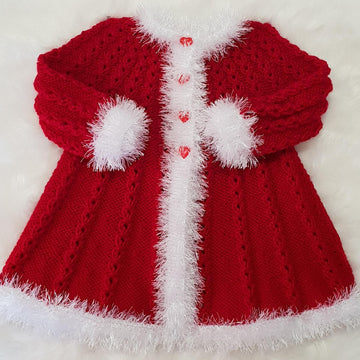 Holly swing coat with fur trim baby knitting pattern