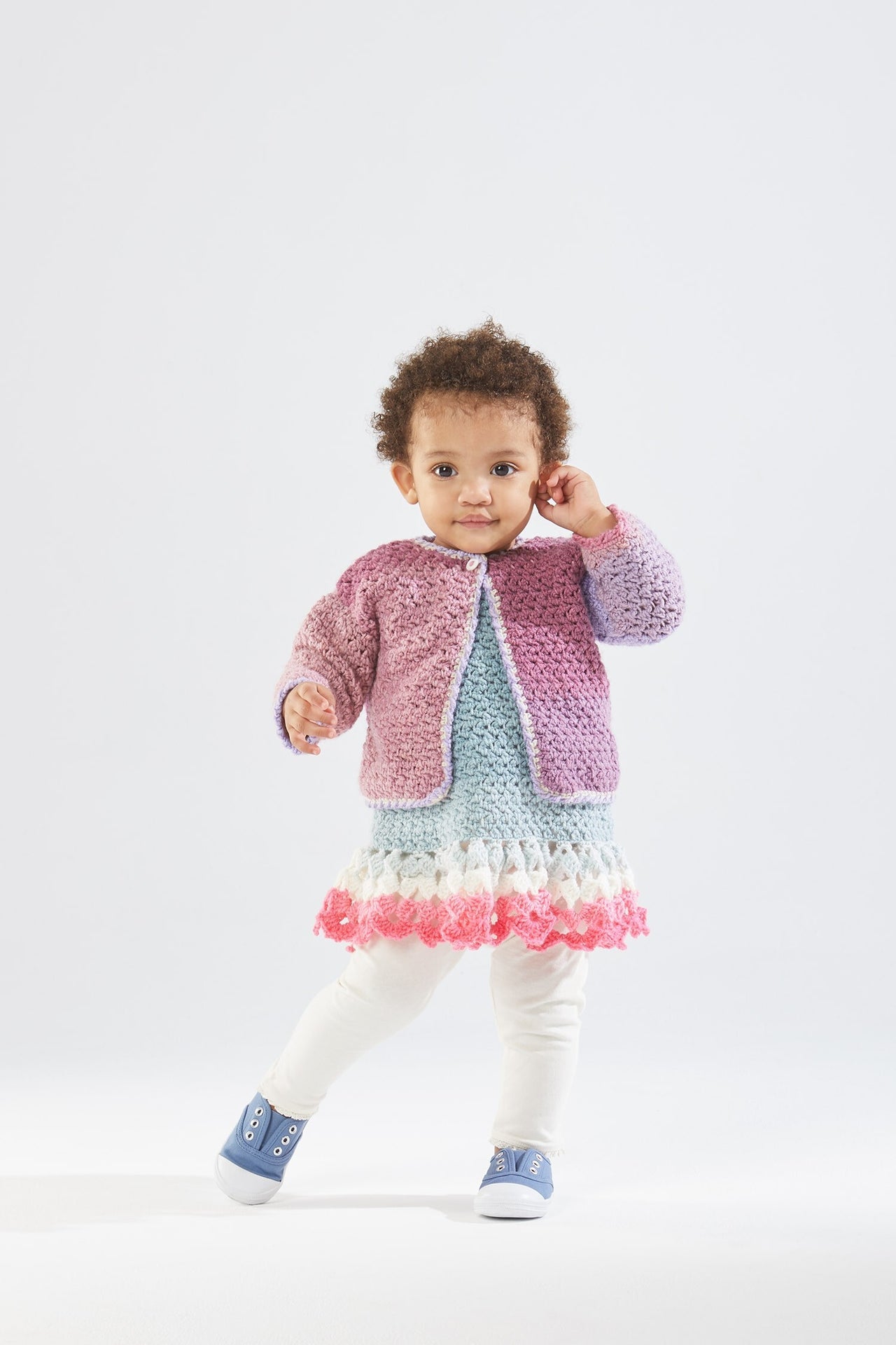 Tea Party Dress and Cardi in Lion Brand Mandala PDF