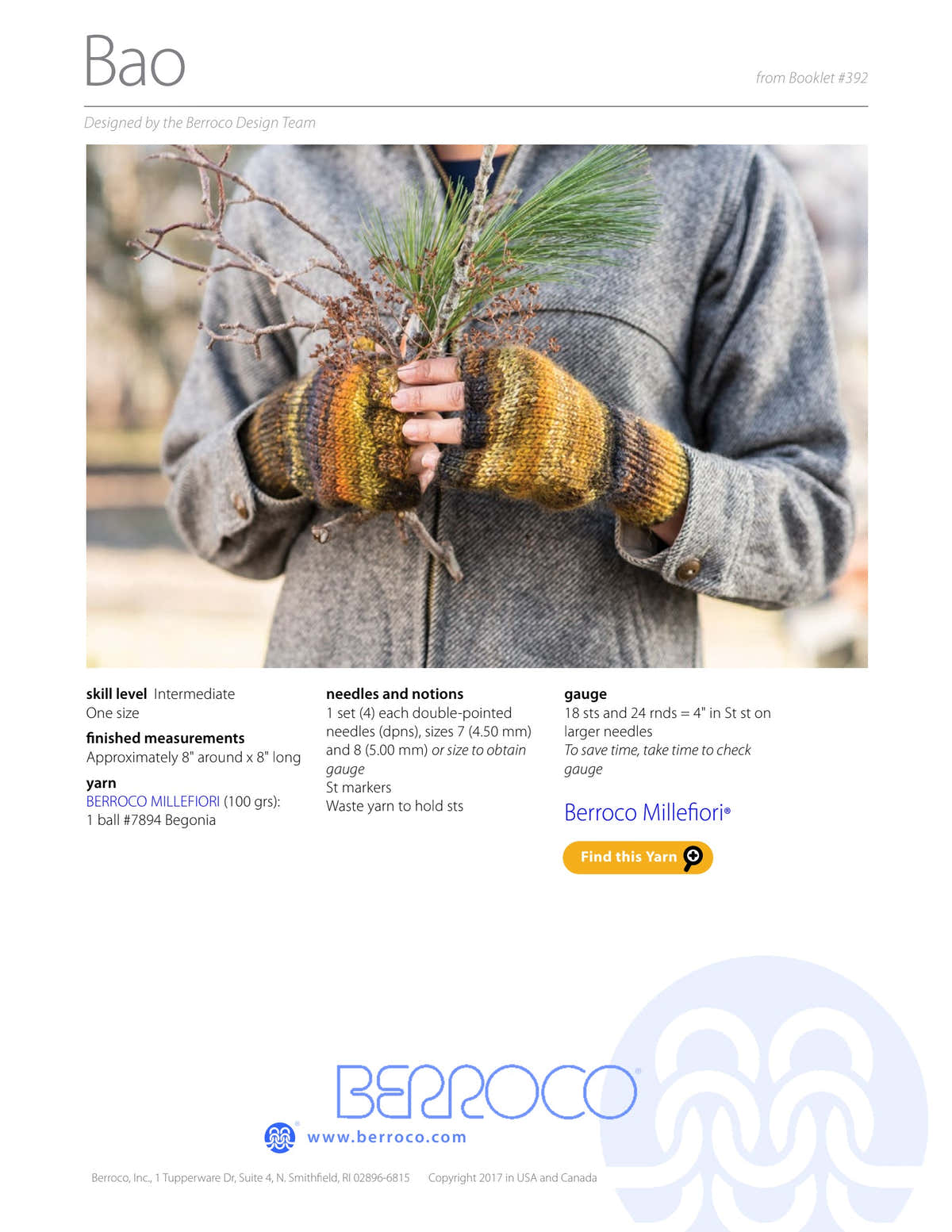 Berroco Bao Gloves Knitting Pattern