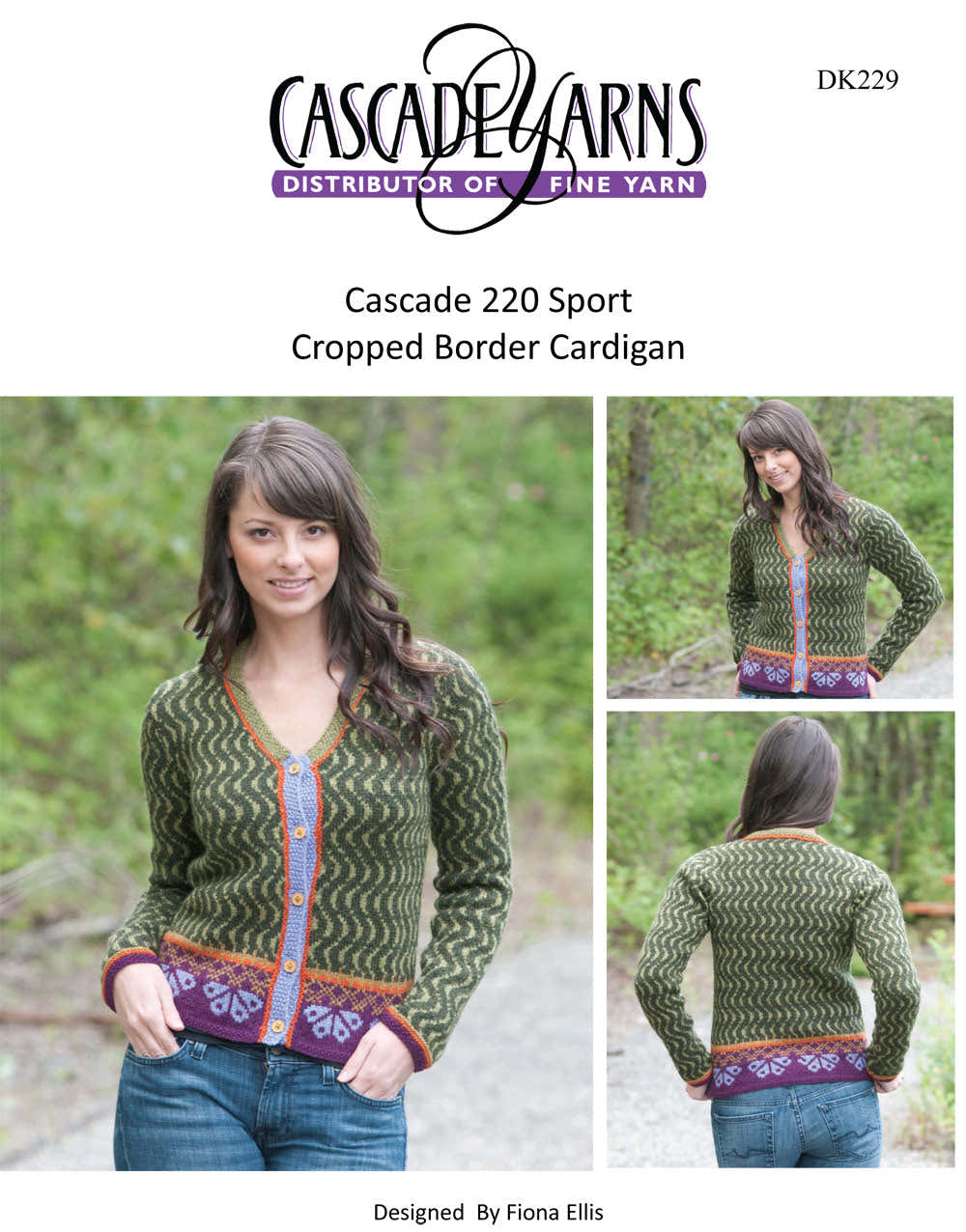 Cascade Yarns DK Cropped Border Cardigan Knitting Pattern