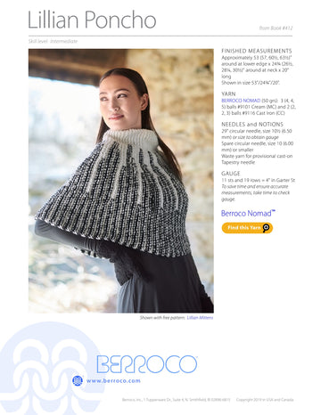 Berroco Lillian Poncho Cape Knitting Pattern