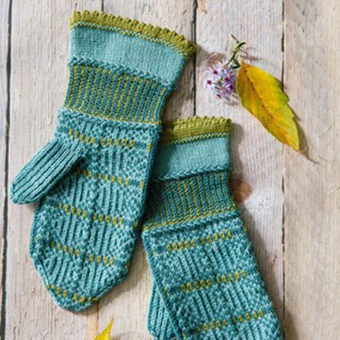 Valley Yarns Sixth Button Mittens Knitting Pattern