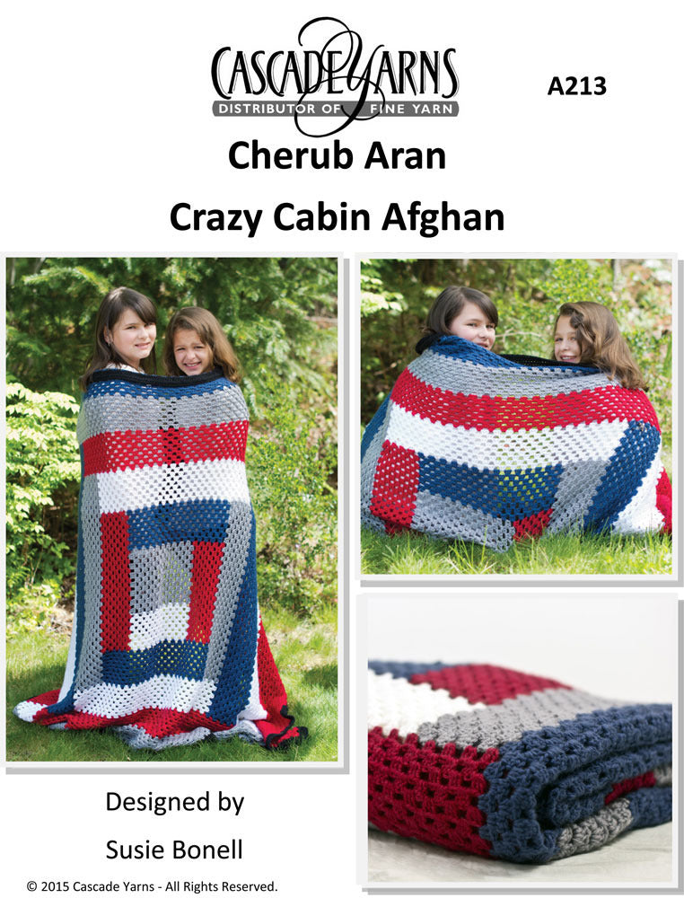 Crazy Cabin Blanket in Cascade Cherub Aran - A213 - Free PDF