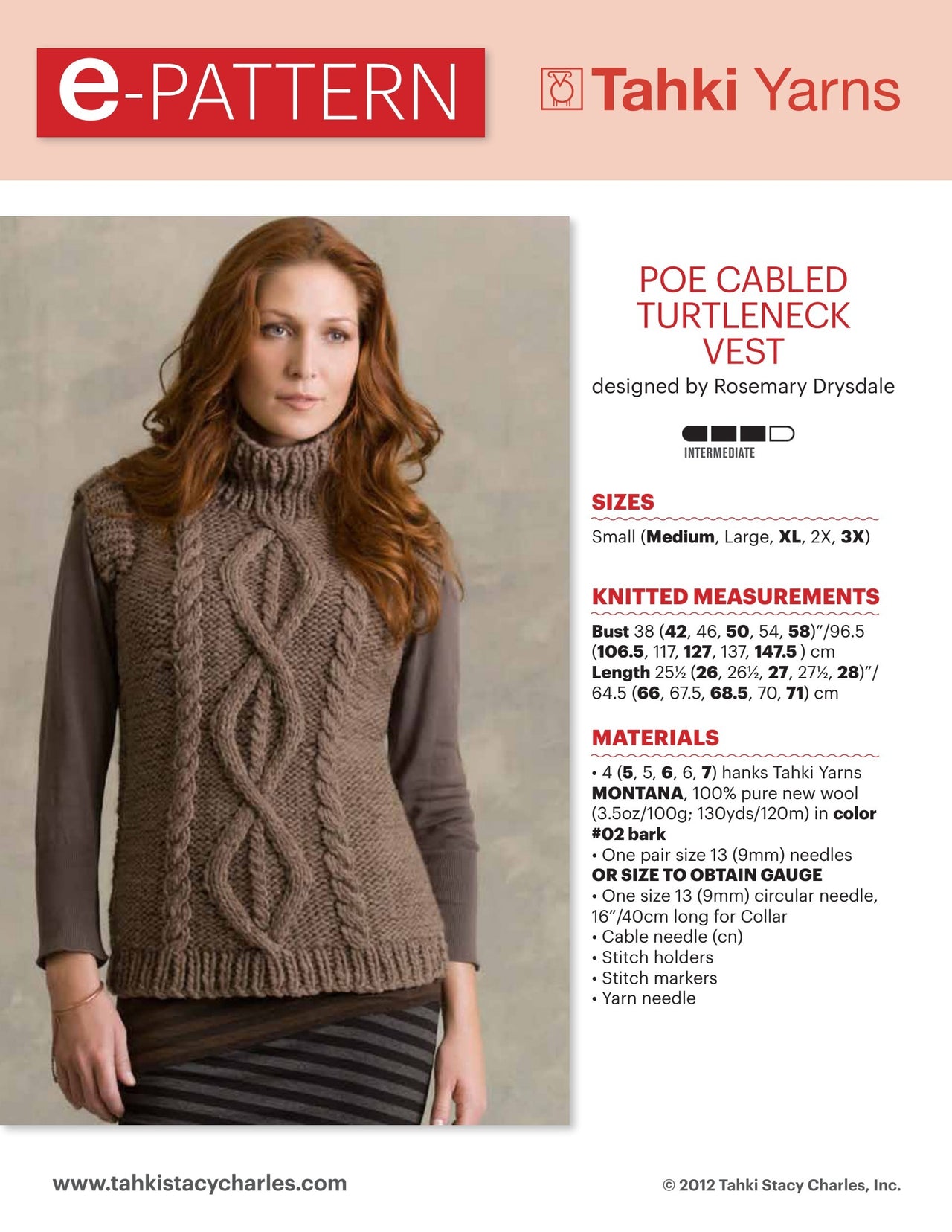 Tahki Yarns Poe Vest PDF