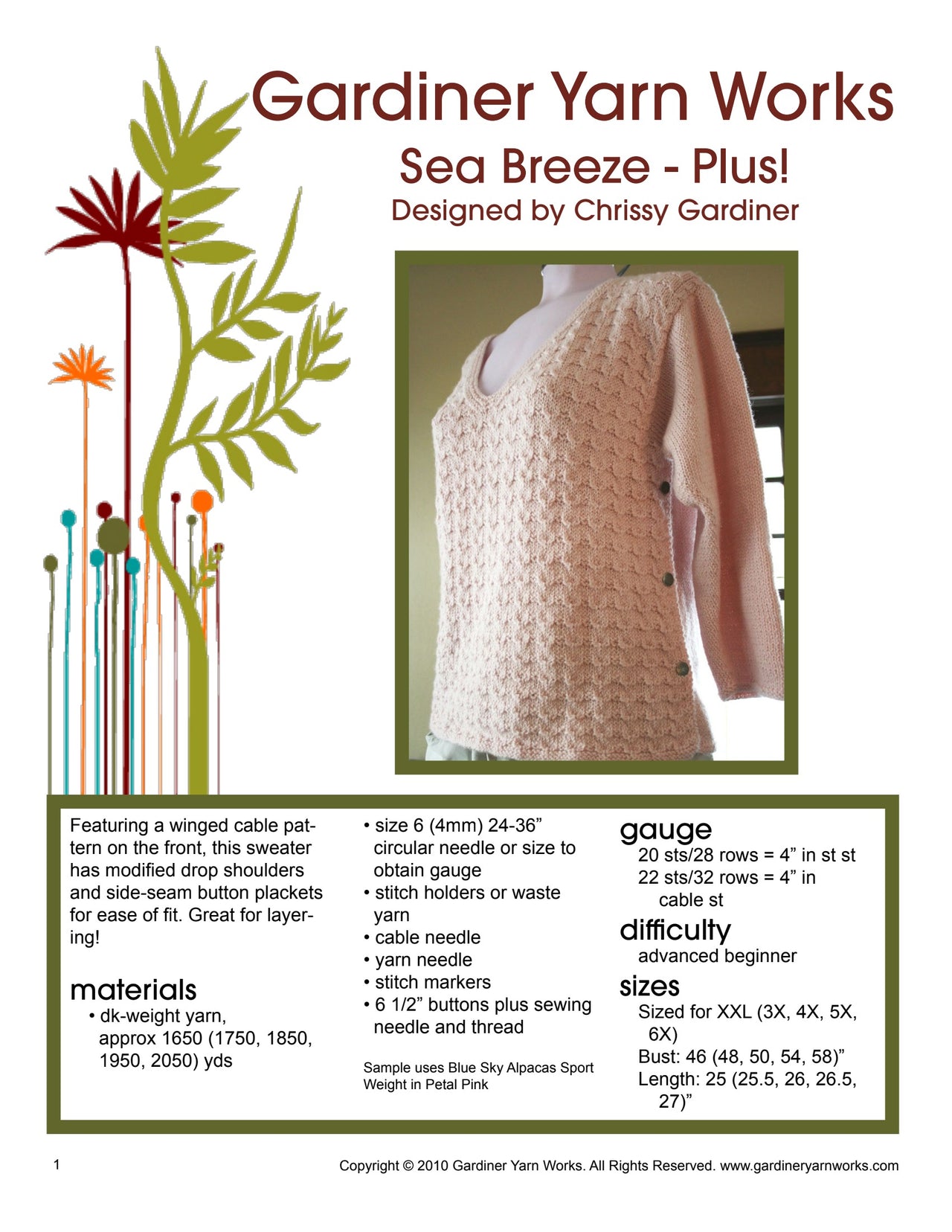 Gardiner Yarn Works Sea Breeze Jumper Knitting Pattern