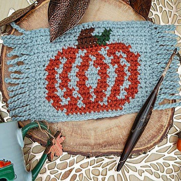 Pumpkin Mug Rug Crochet Coaster