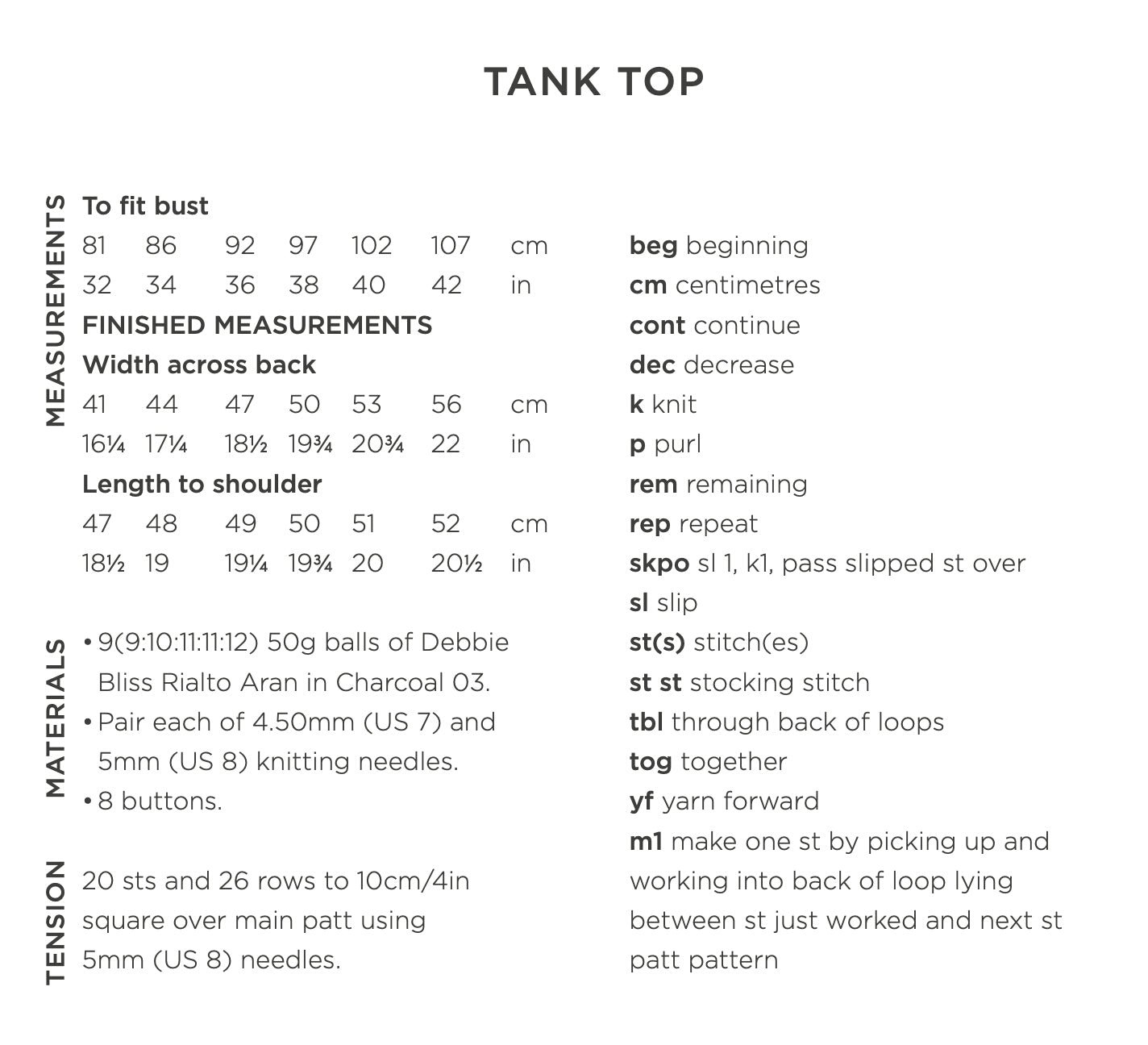 Debbie Bliss Joan Tank Top Knitting Pattern