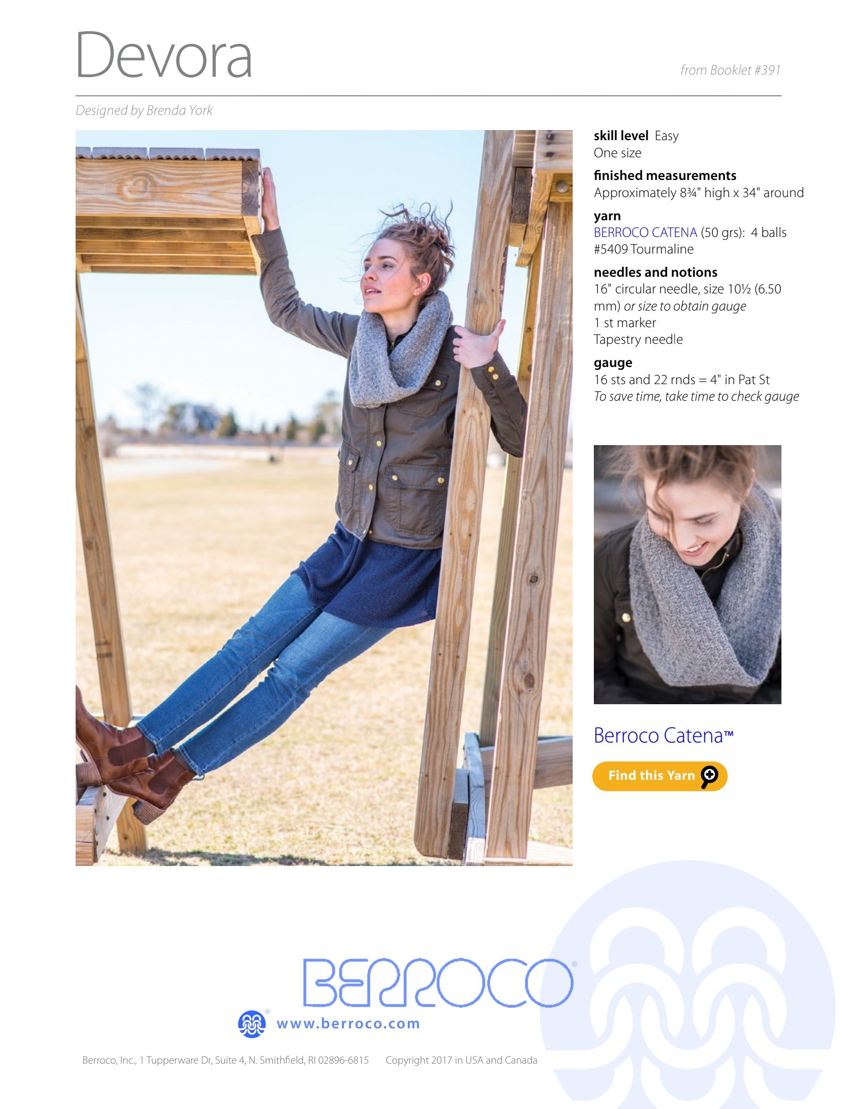 Berroco Devora Cowl Knitting Pattern