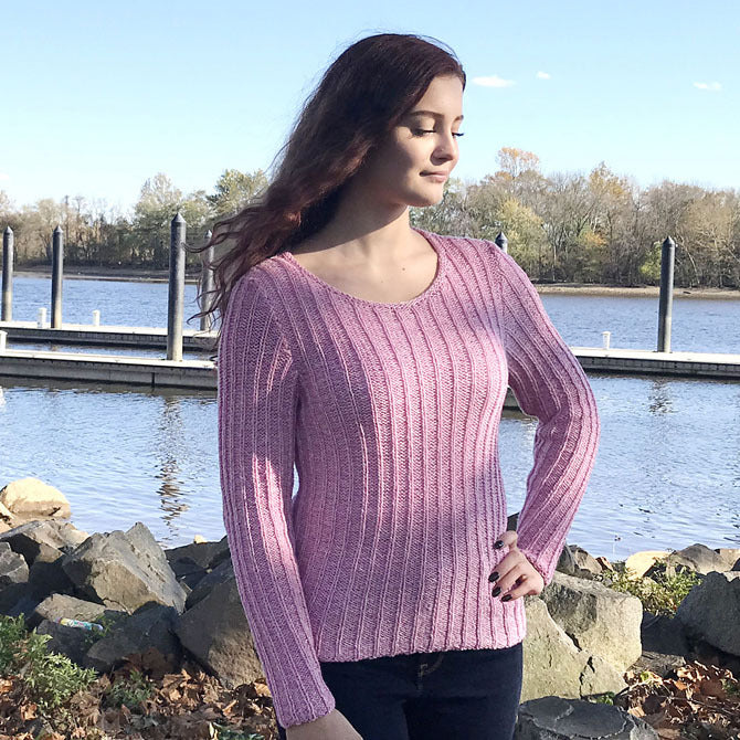 Plymouth Yarn Reverse Rib Pullover Jumper Knitting Pattern