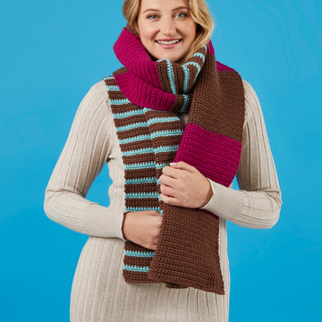 Paintbox Yarns Spirited Striped Scarf Crochet Pattern