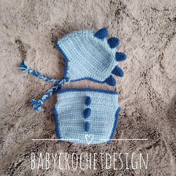 Dinosaur diaper / nappy cover and hat set