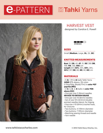 Tahki Yarns Harvest Vest Knitting Pattern