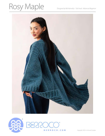 Rosy Maple Cardigan in Berroco Millstone Tweed and Aerial PDF