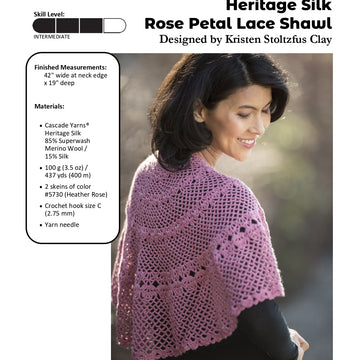 Cascade Yarns FW Rose Petal Lace Shawl Crochet Pattern
