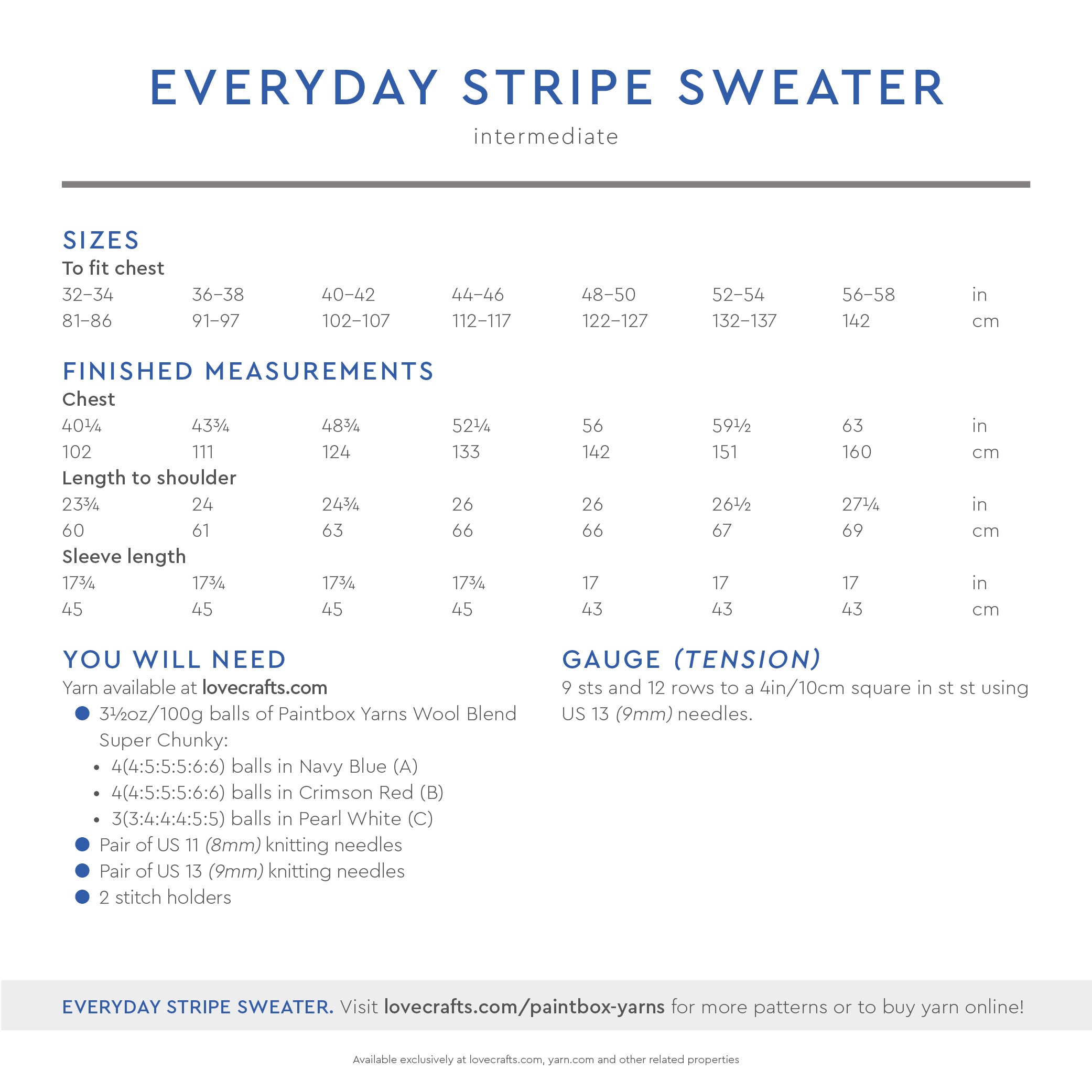 Paintbox Yarns Everyday Stripe Sweater Knitting Pattern