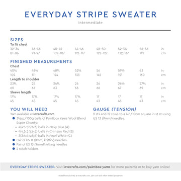 Paintbox Yarns Everyday Stripe Sweater Knitting Pattern