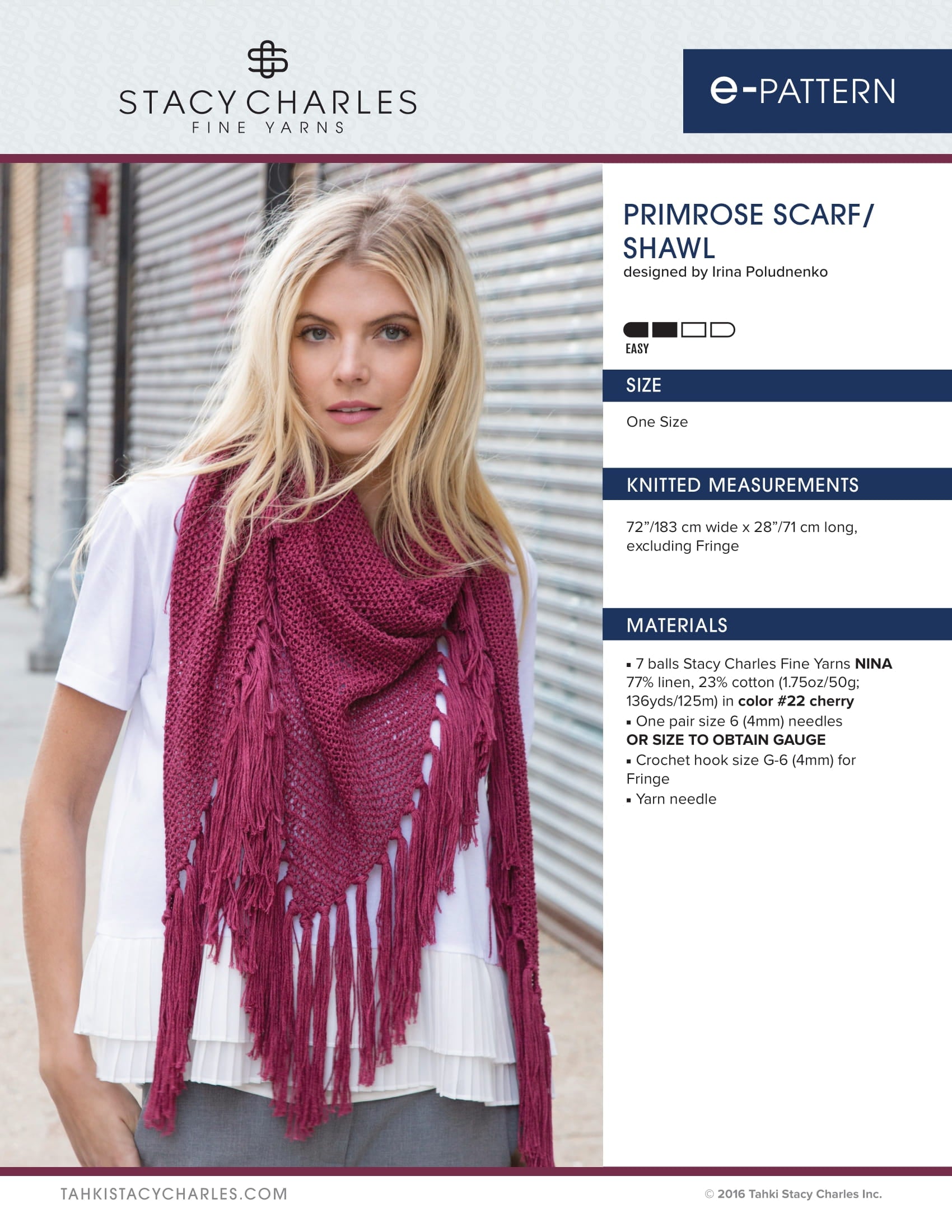 Stacy Charles Fine Yarns Primrose Scarf/Shawl Knitting
