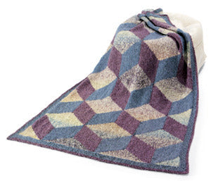 Homespun Tumbling Blocks Afghan Blanket Knitting Pattern