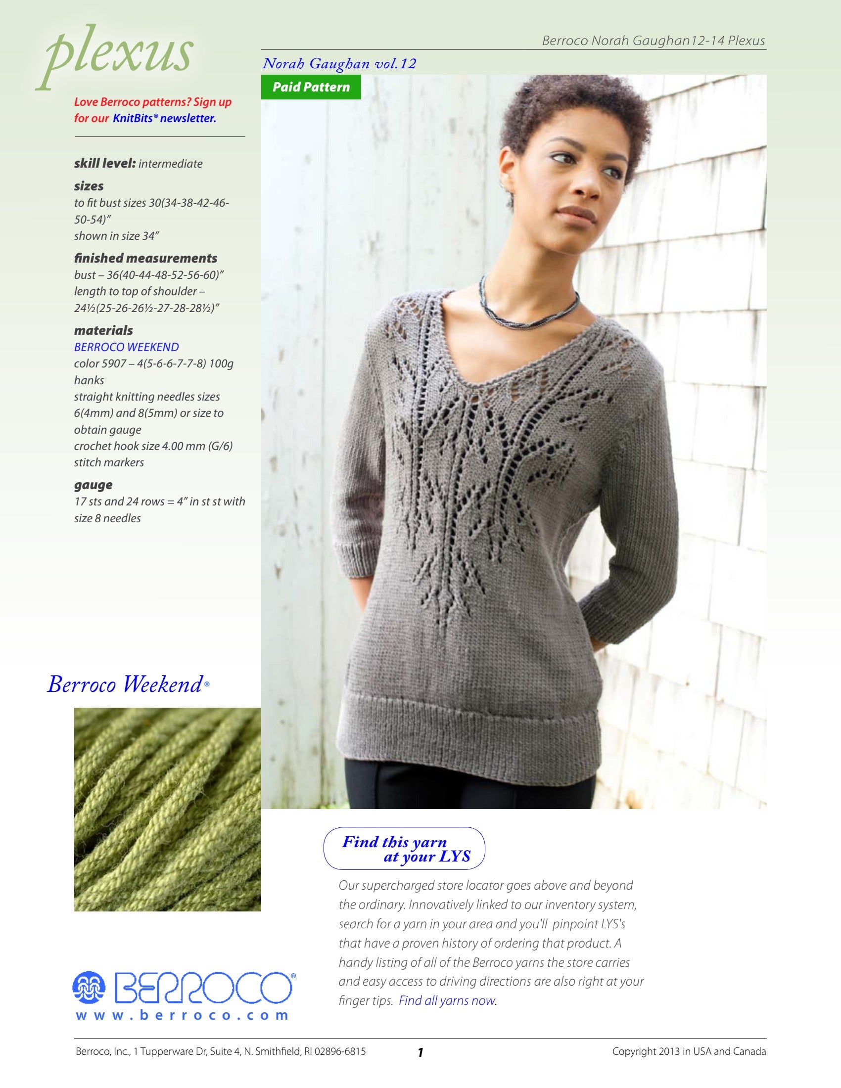 Berroco Plexus Jumper Knitting Pattern