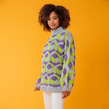 Paintbox Yarns Around the Block Sweater Crochet Pattern