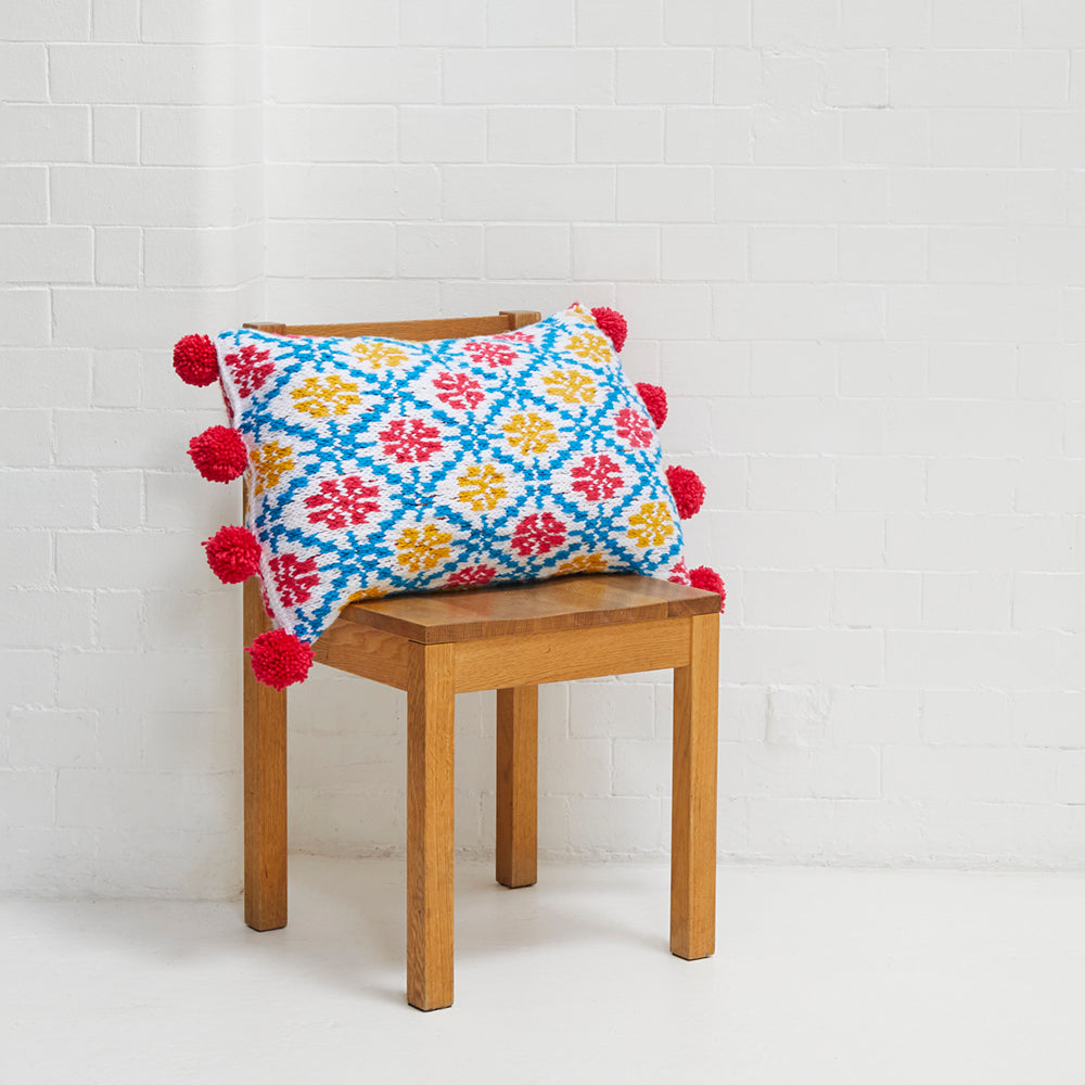 Paintbox Yarns Fizzy Flower Cushion Knitting Pattern