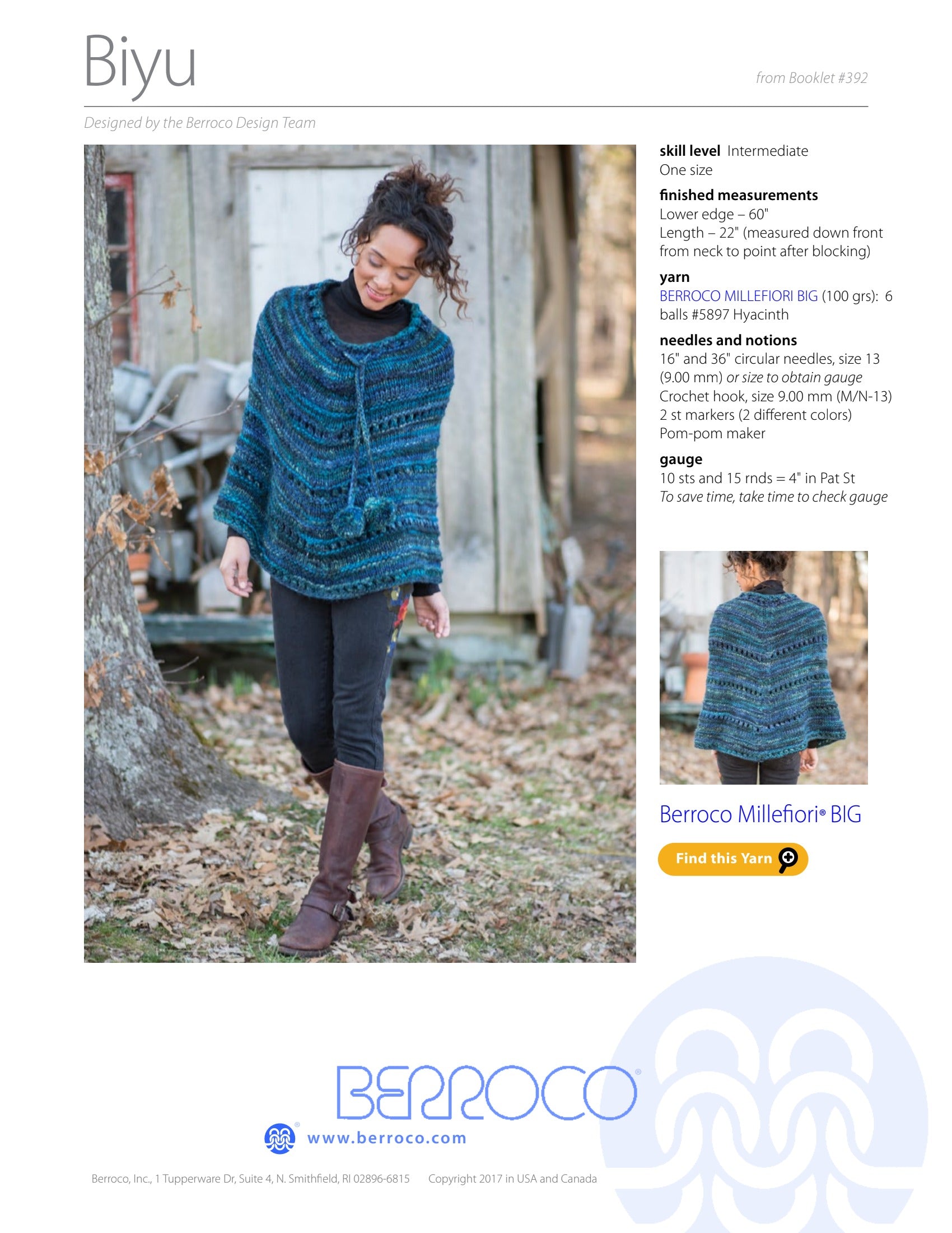 Berroco Biyu Cape Knitting Pattern