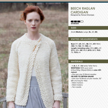 Tahki Yarns Beech Raglan Cardigan Knitting Pattern