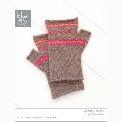 Blue Sky Fibers Sporty Mitts Mittens Knitting Pattern