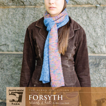 Forsyth Scarf & Hat Set in Juniper Moon Farm Marlowe Jeweltones and Marlowe Dappled - PDF
