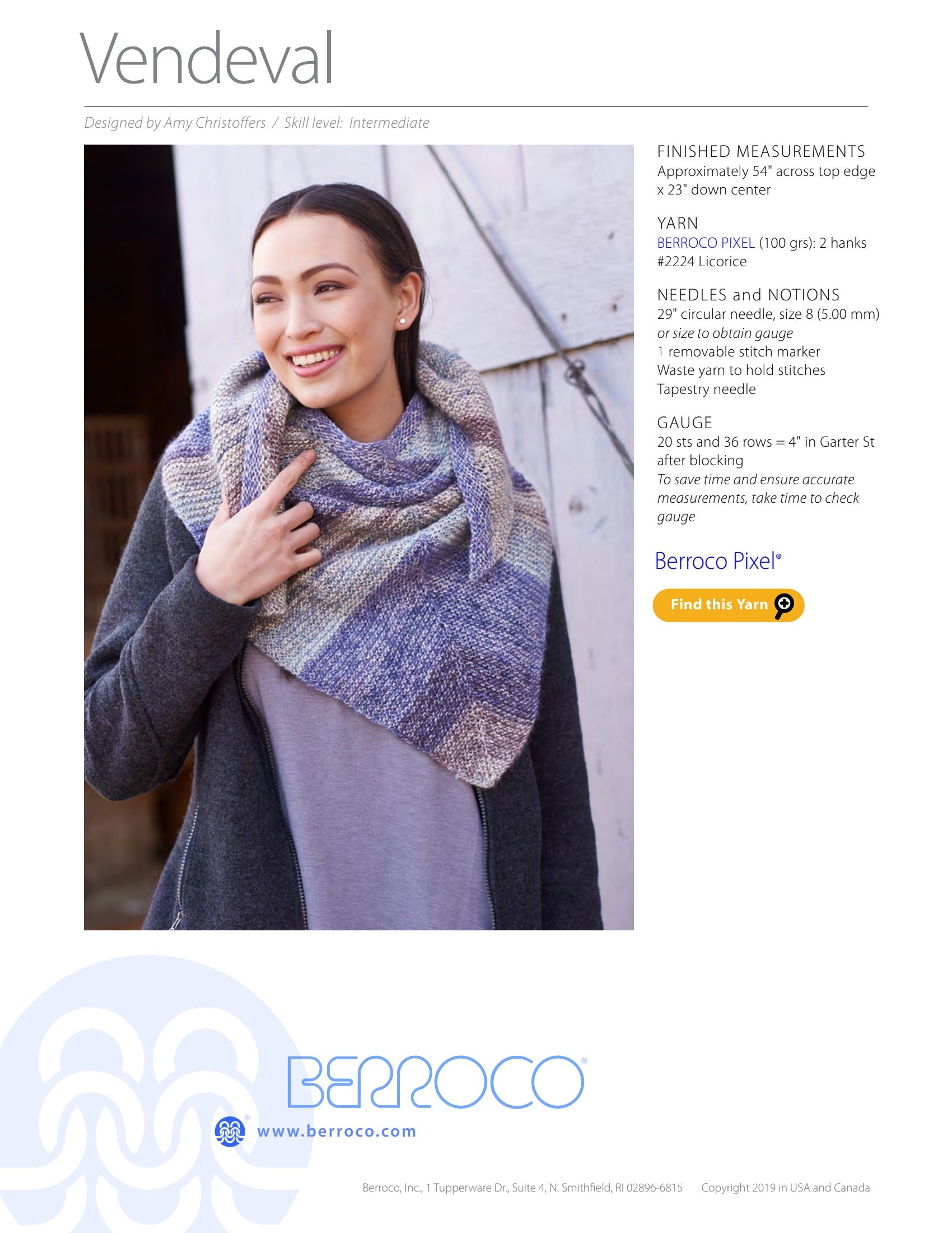 Berroco Vendeval Wrap Knitting Pattern