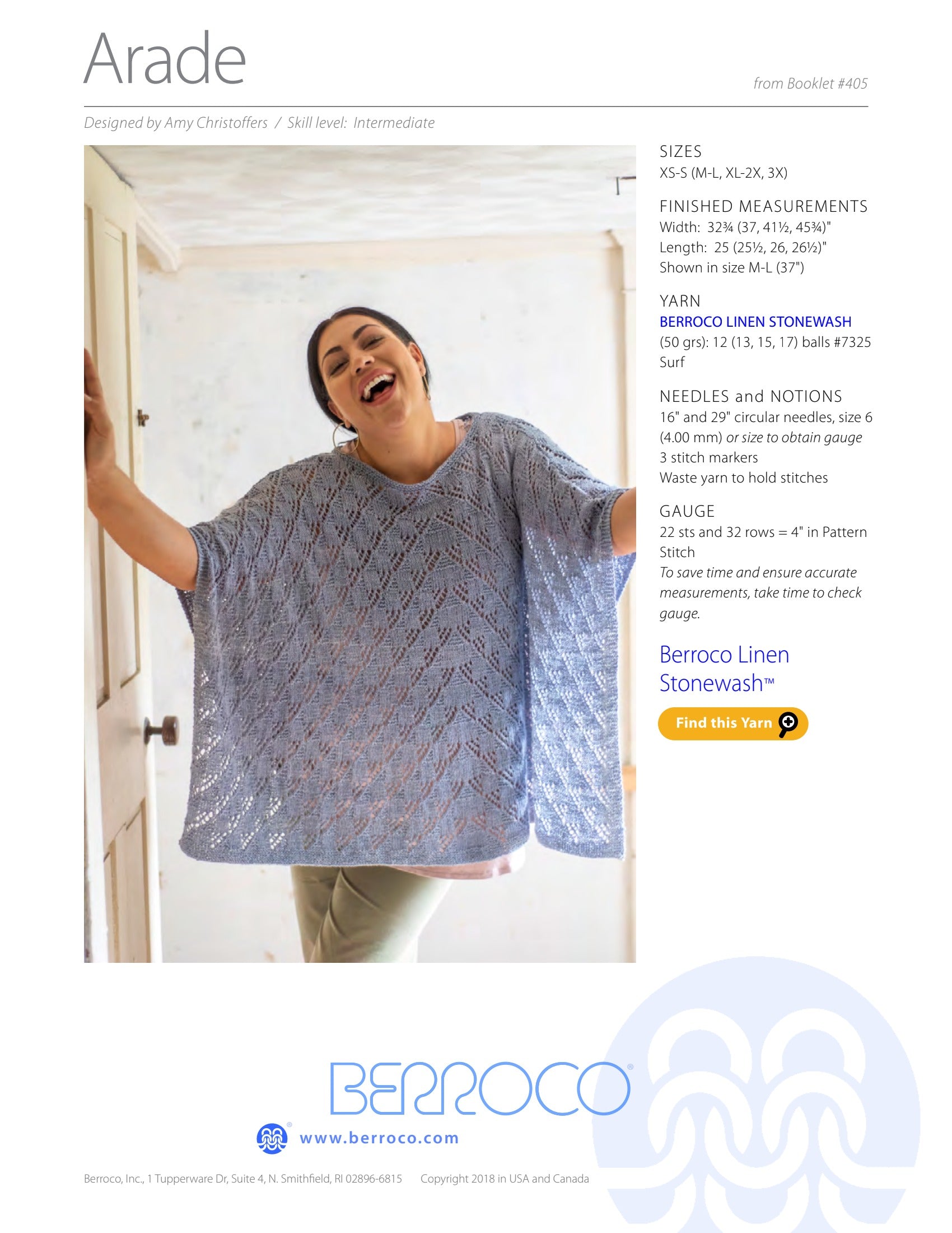 Berroco Arade Cape Knitting Pattern