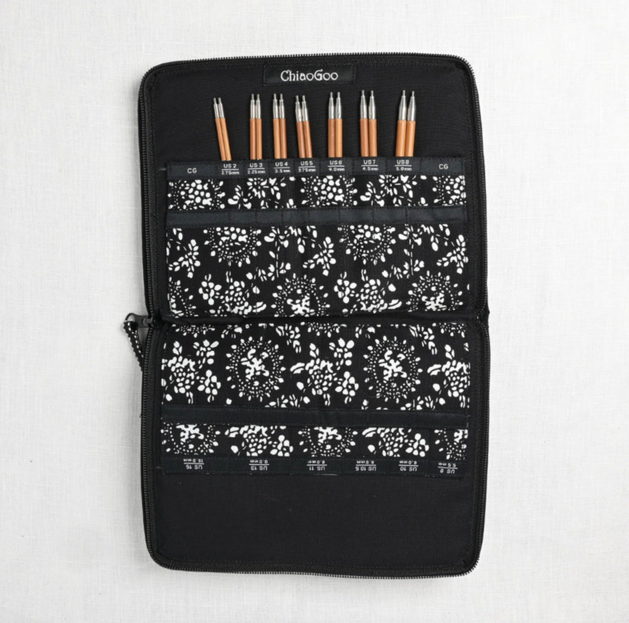 ChiaoGoo Spin 5" Tip Interchangeable Bamboo Knitting Needle Set - Small US 2 - US 8