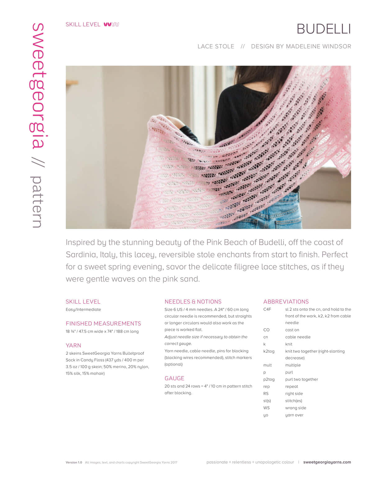 SweetGeorgia Budelli Wrap Knitting Pattern