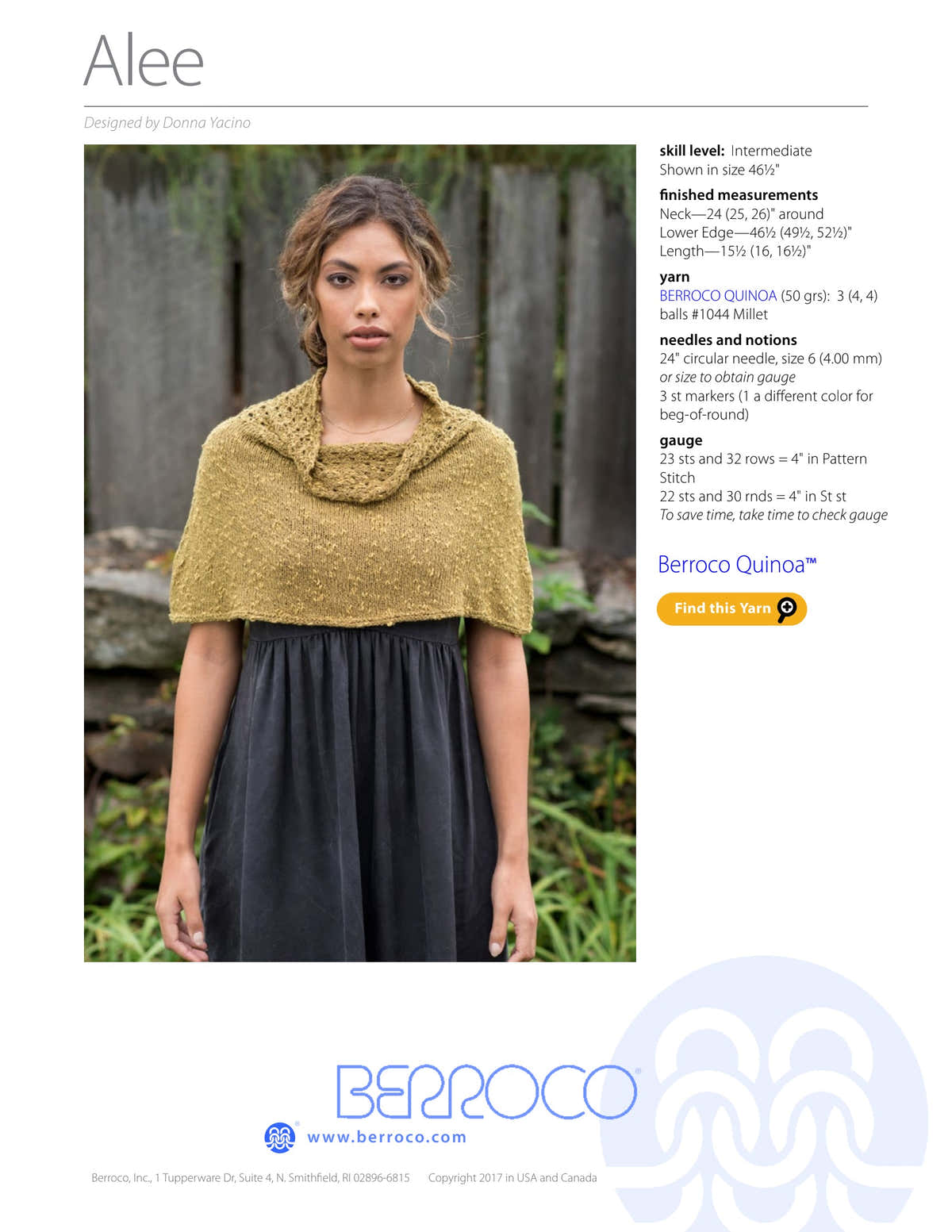 Berroco Alee Cape Knitting Pattern